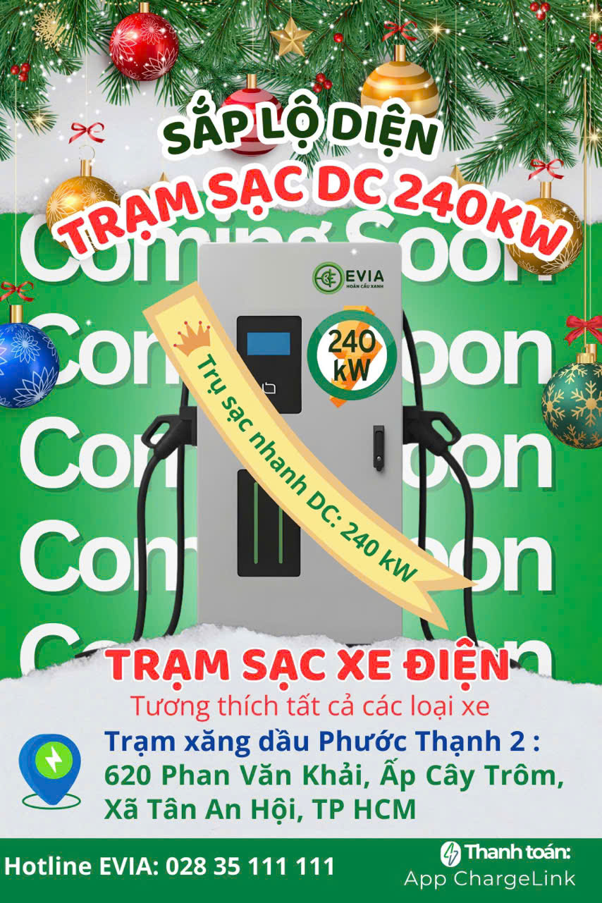 EVIA GLOBAL GREEN LẦN ĐẦU TIÊN RA MẮT TRỤ SẠC SIÊU NHANH DC 240 kW – DẤU MỐC QUAN TRỌNG TRONG HẠ TẦNG XE ĐIỆN VIỆT NAM