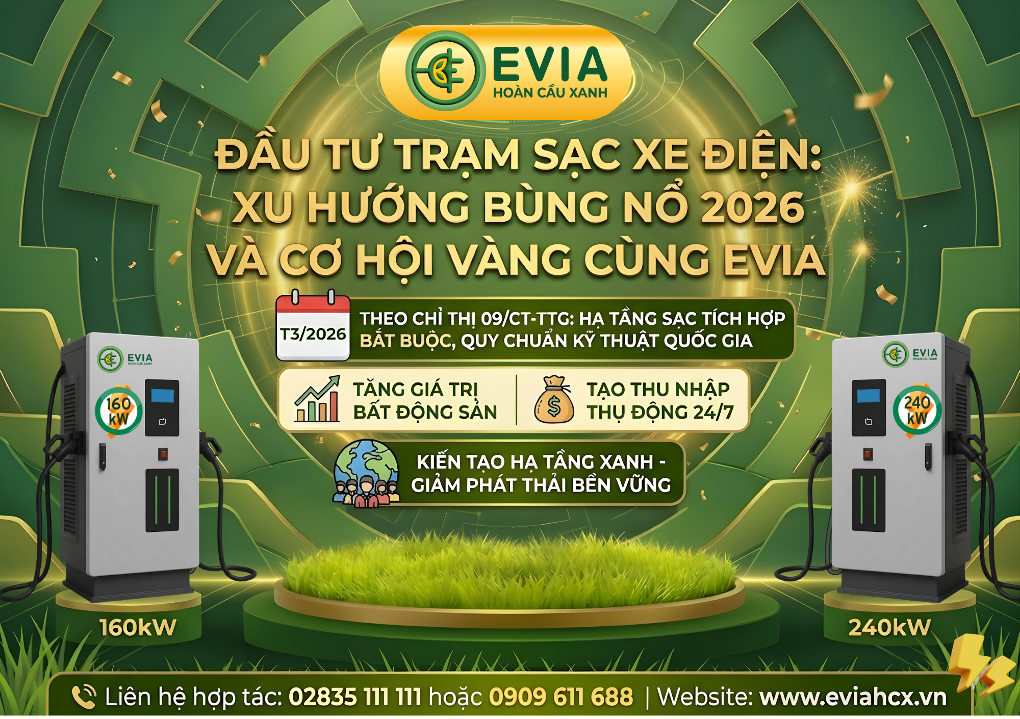 ĐẦU TƯ TRẠM SẠC XE ĐIỆN: XU HƯỚNG BÙNG NỔ 2026 VÀ CƠ HỘI VÀNG CÙNG EVIA